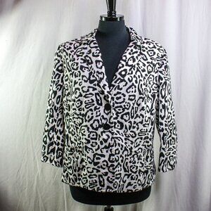 Linea By Louis Dell'Olio Blazer Jacket Leopard Print Black White Size L